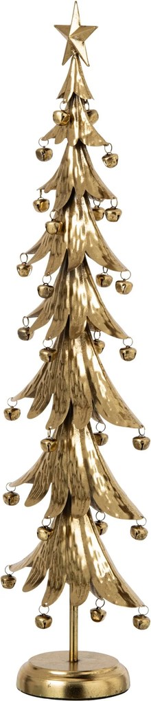 Zlatý veľký kovový stromček s rolničkami Christmas Tree XL - 25 * 13 * 78,5 cm