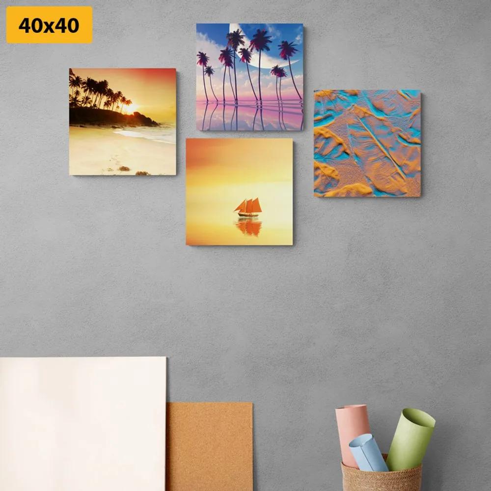 Set obrazov more a pláž v zaujímavých farbách Varianta: 4x 60x60