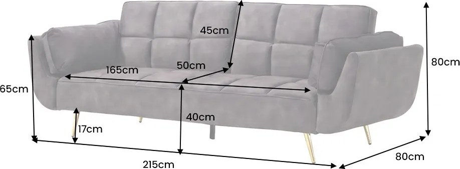 Dizajnová rozkladacia pohovka Bailey 215 cm tmavosivý zamat