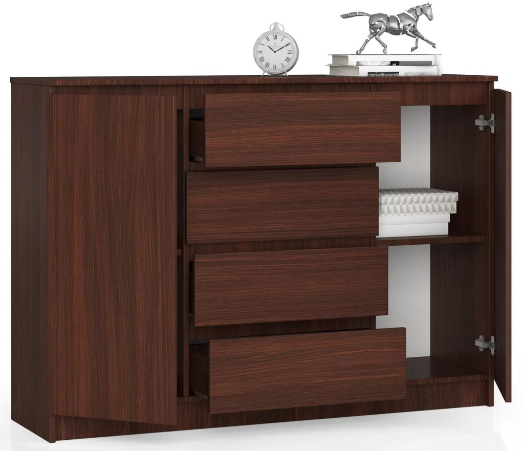 Komoda Kryštof 140 cm 2 skrinky a 4 zásuvky wenge