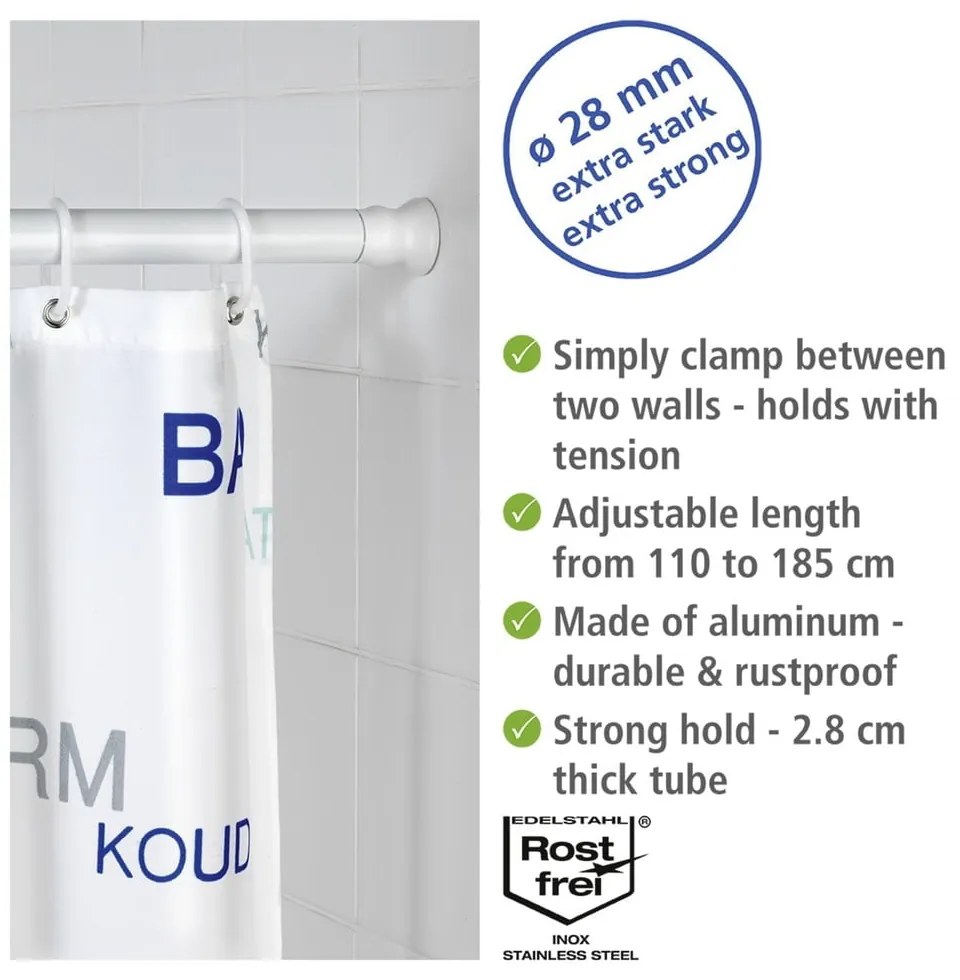 Biela tyč na sprchový záves 110 - 185 cm – Wenko