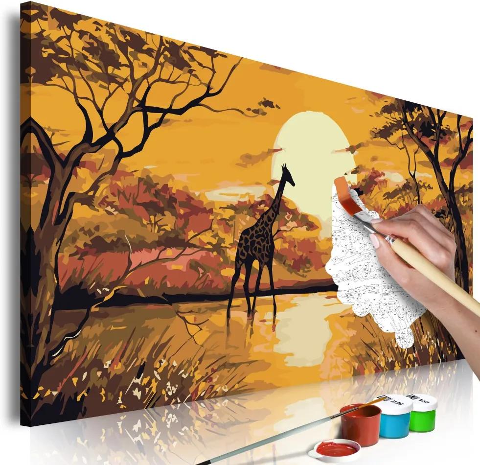 Maľovanie podľa čísiel - Giraffe at Sunset 80x40