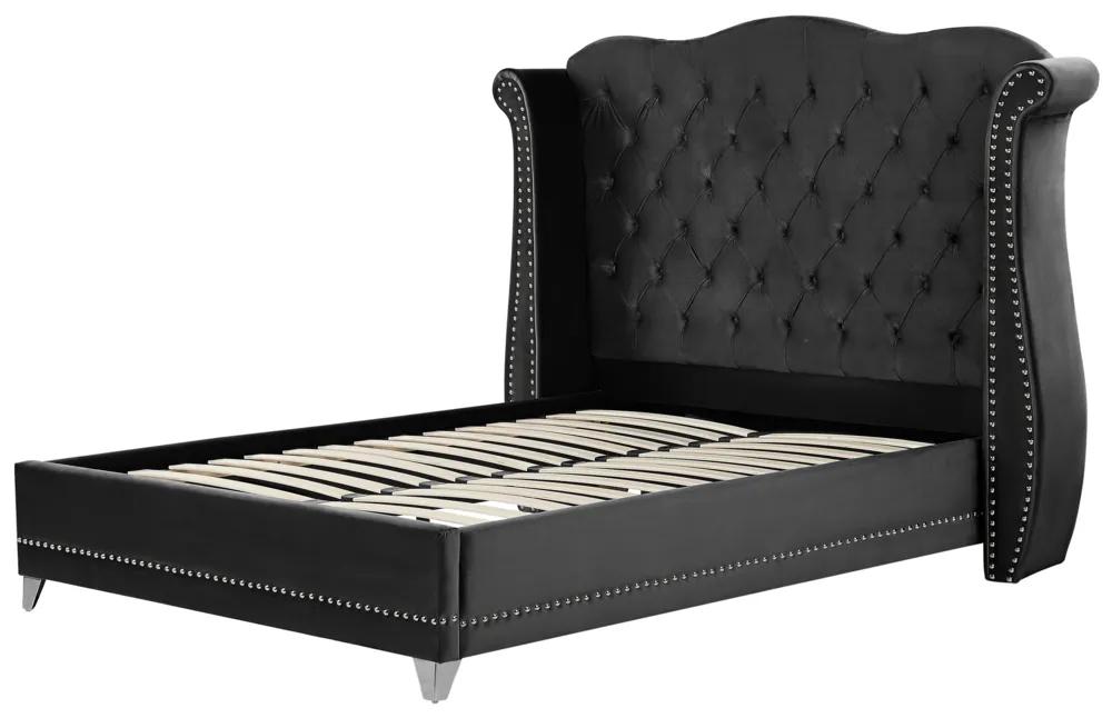 Manželská posteľ 160 cm ATREY (polyester) (čierna) (s roštom). Vlastná spoľahlivá doprava až k Vám domov. 1018557
