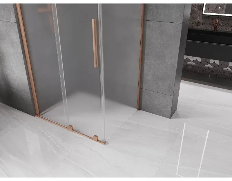 Mexen Velar, sprchový kút s posuvnými dverami 120 x 85 cm, 8mm sklo námraza, medená matná, 871-120-085-31-65