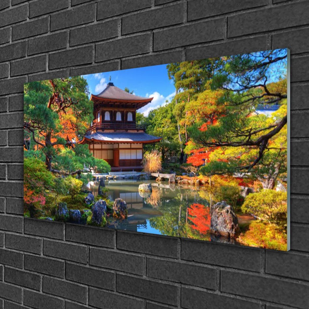 Skleneny obraz Záhrada japonsko krajina 120x60 cm