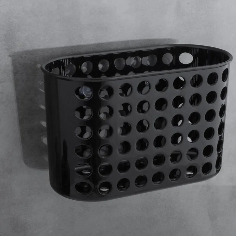 Erga Erga, kúpeľňový kôš na kozmetiku 19x8x12 cm na prísavky, čierna lesklá, ERG-YKA-RY.KPBLACK0200
