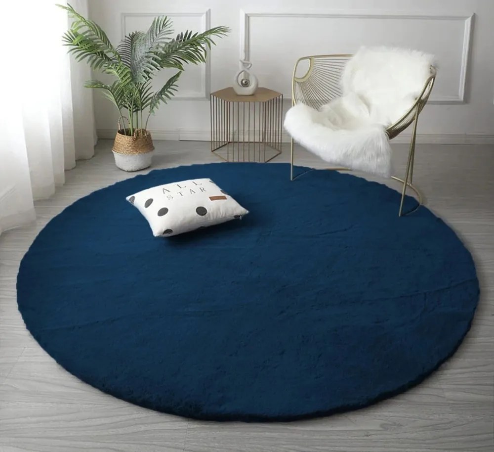 TZ Tmavomodrý okrúhly koberec Rabbit Rozmer: 100