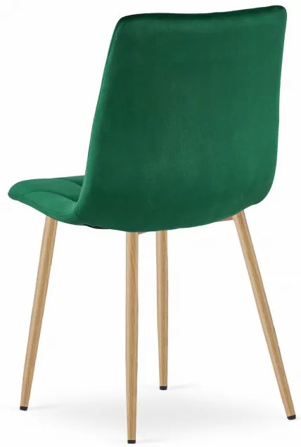 Set štyroch jedálenských stoličiek LIBRA zamatové tmavozelené / drevené nohy (4 ks)