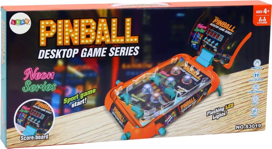 LEAN Toys Obratnostná hra Pinball – LED svetlá, zvuky, tabuľka skóre