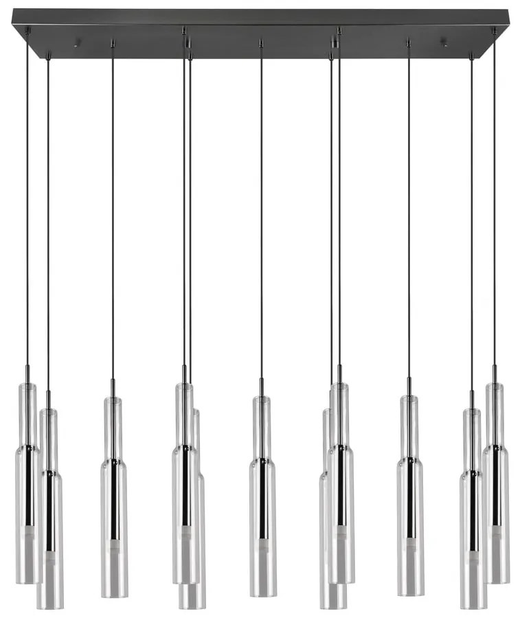 LED závesné svietidlo so skleneným tienidlom v čierno-striebornej farbe Lucent – Trio Select