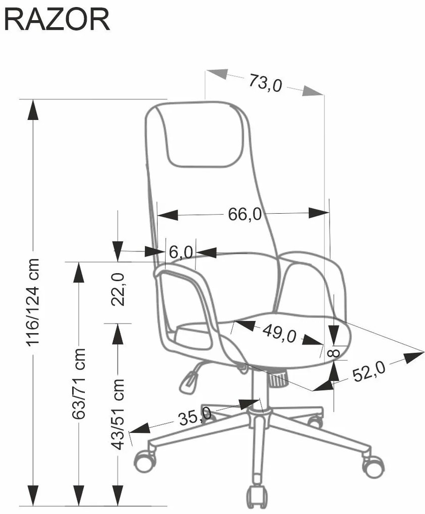 Kancelářská židle RAZOR ekokůže šedá