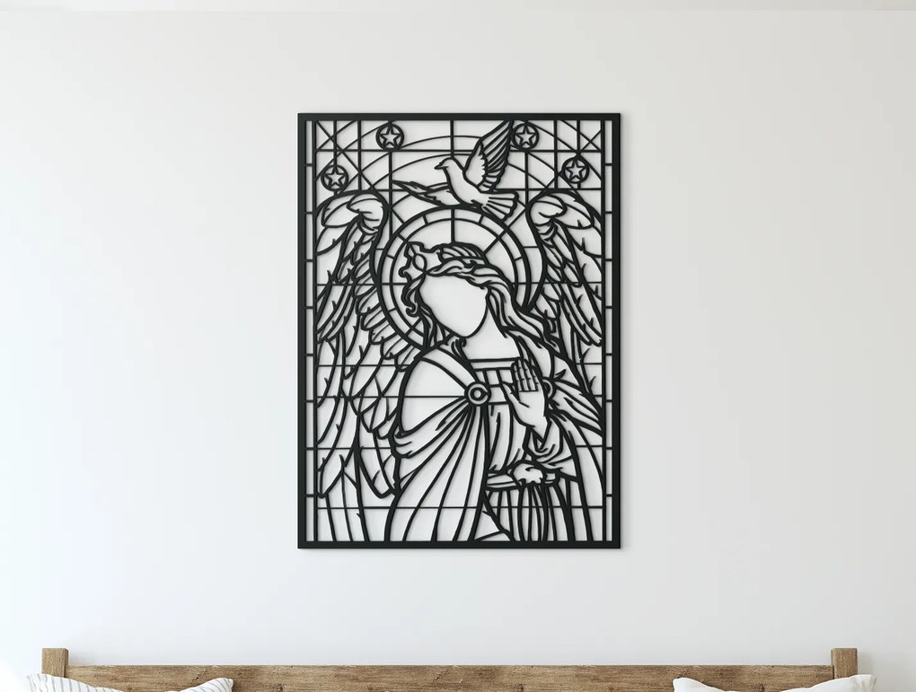 drevko Drevený obraz Anjel Rozmer obrazu: 44,5 x 33 cm, Farba dekorácie: Čierna