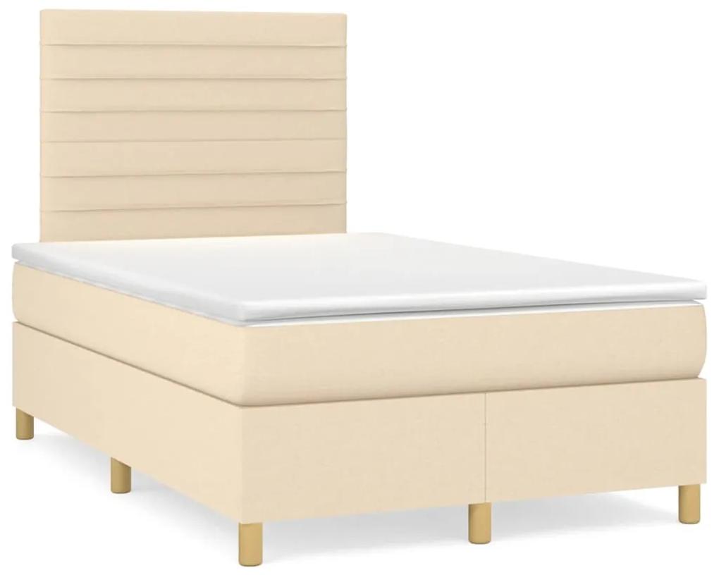 Boxspring posteľ s matracom a LED krémová 120x190 cm látka 3270258