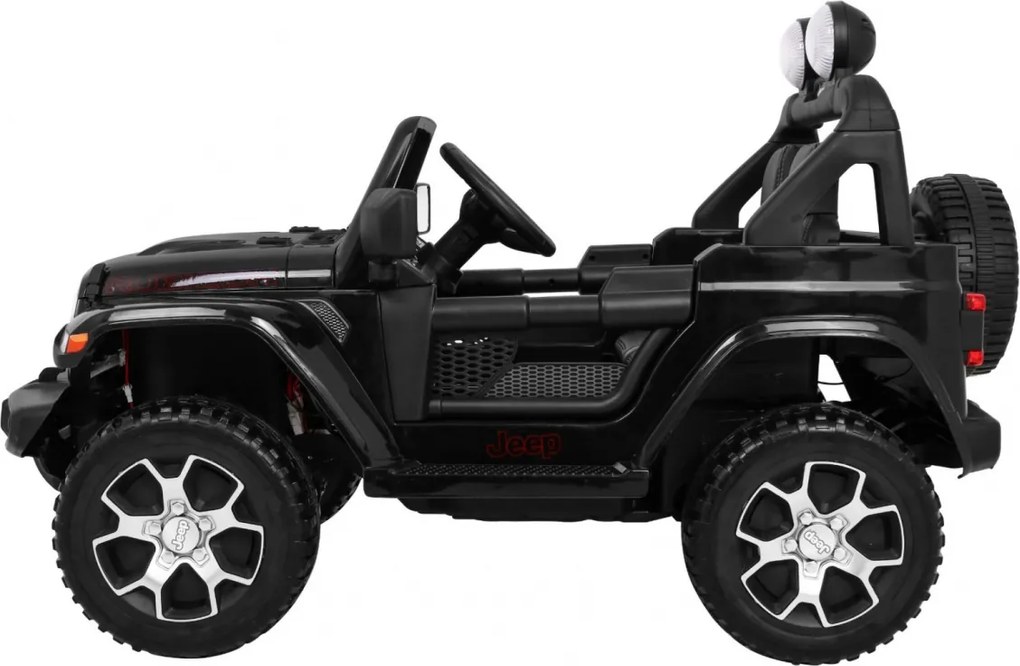 Ramiz Jeep Wrangler Rubicon terénne auto na batérie pre deti čierne + diaľkové ovládanie + 4x4