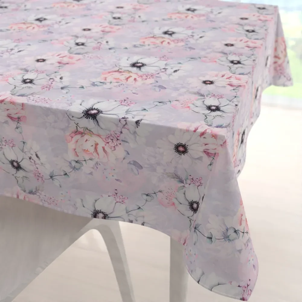 Biante Dekoračný štvorcový obrus PML-068 Ružové kvety na sivofialovom 100x100 cm