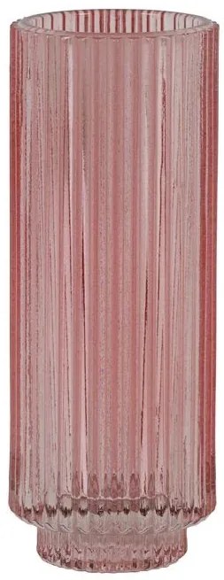 Ružový sklenený svietnik Philon - Ø 6 * 16 cm