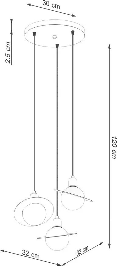 Biely detský luster so skleneným tienidlom ø 32 cm Mab – Sollux
