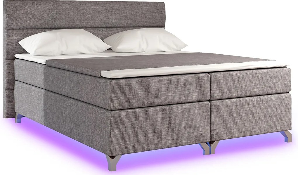 Čalúnená manželská posteľ s úložným priestorom Avellino 160 - svetlosivá