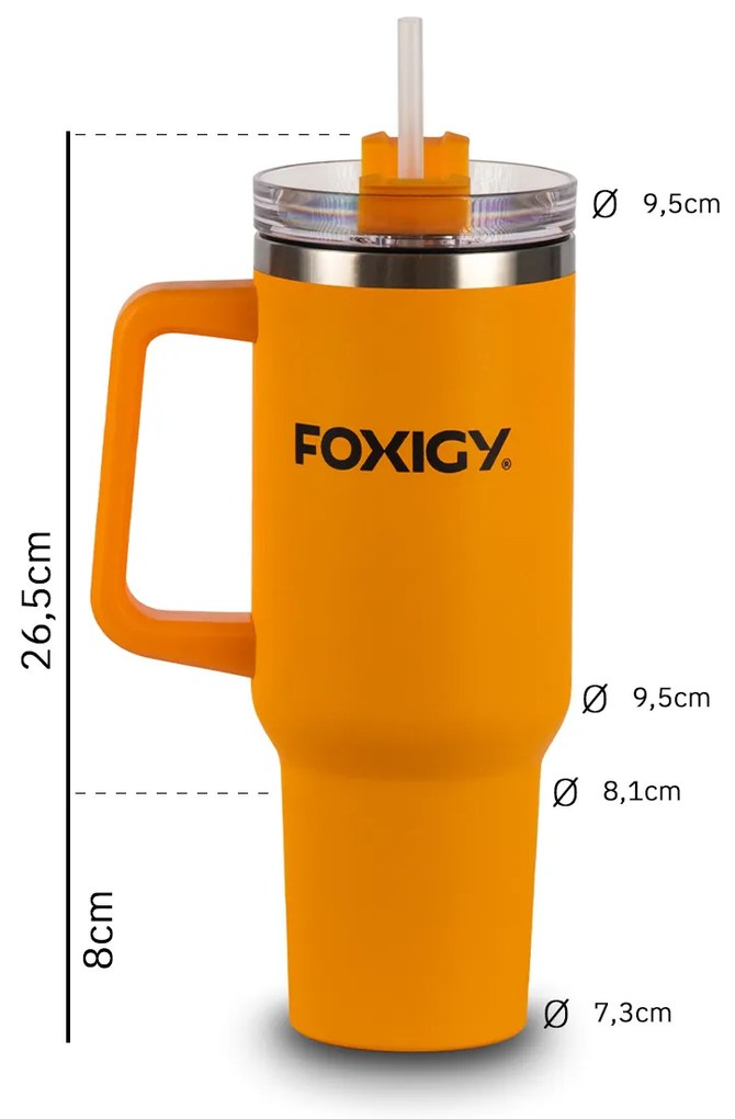 Foxigy Termohrnček do auta so slamkou 1200 ml Amber