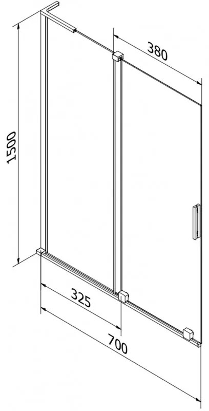 Mexen Velar L, 2-krídlová posuvná vaňová zástena 70 x 150 cm, 8mm šedé sklo, grafitová, 896-070-003-41-95