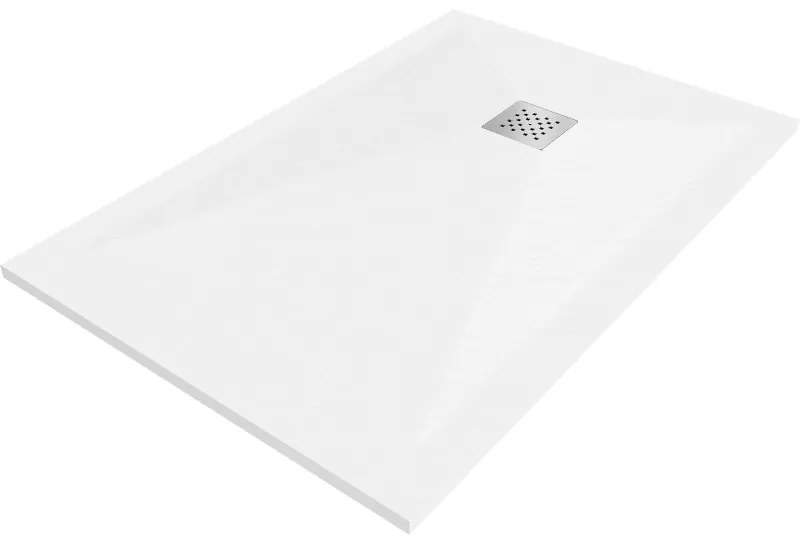 Mexen Stone+ kompozitná štvorcová sprchová vanička 120 x 70 cm, Biela - 44107012