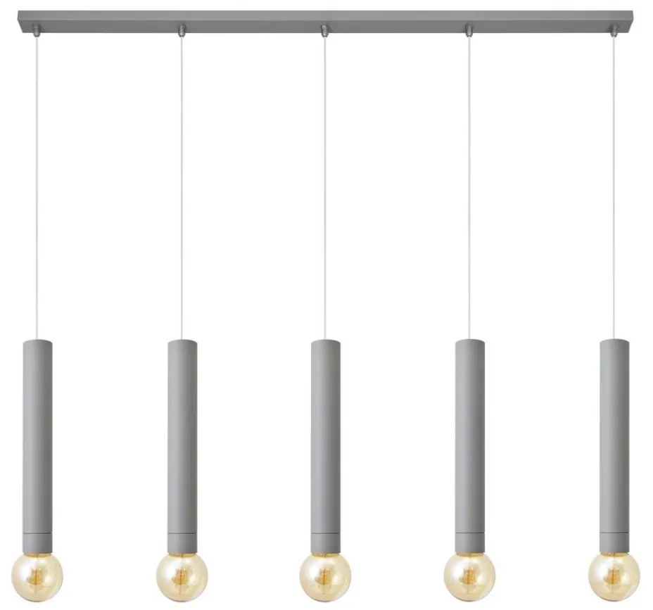 Luster na lanku TUBA 5xE27/15W/230V šedá