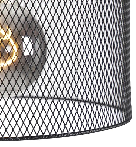 Priemyselná stojaca lampa čierna - Drum Mesh