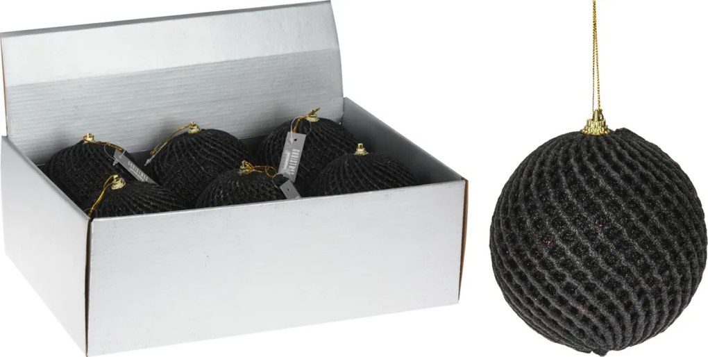 Ozdobná závěsná baňka Black Ball 12 cm černá