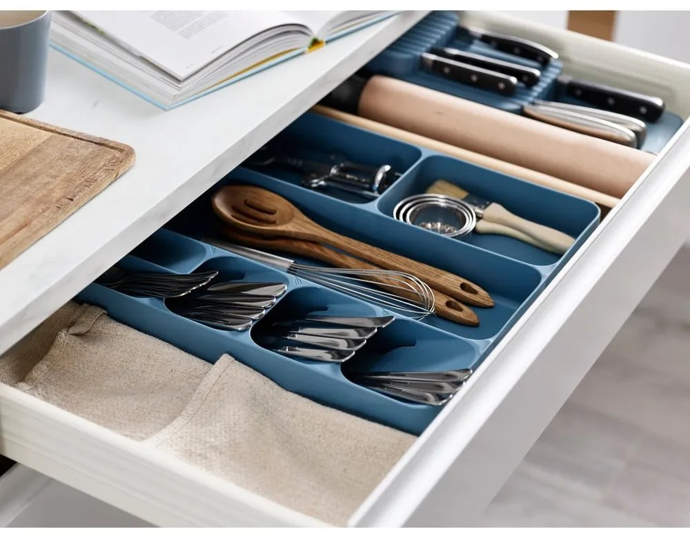 Modrý kuchynský organizér do zásuvky Joseph Joseph DrawerStore Compact Sky