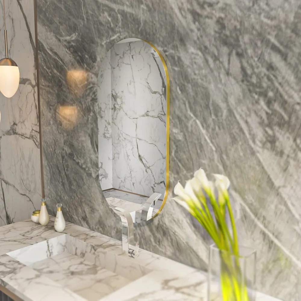 Dekoratívne nástenné zrkadlo Riors 85x45 cm zlaté