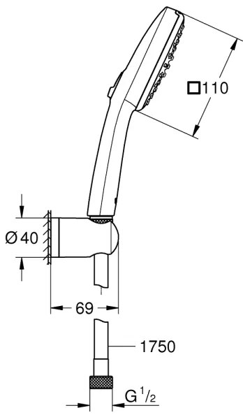 GROHE 26399001 - Pršni set VITALIO COMFORT 110 sijajni krom