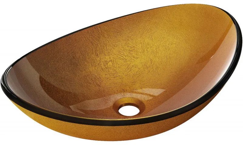 Mexen Sonia, sklenené umývadlo na dosku 54 x 37 x 17 cm, zlatá, 24145450