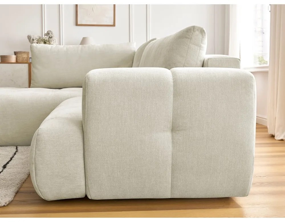 Béžová rozkladacia/s úložným priestorom rohová pohovka (ľavý roh/do L) Fuji – Bobochic Paris