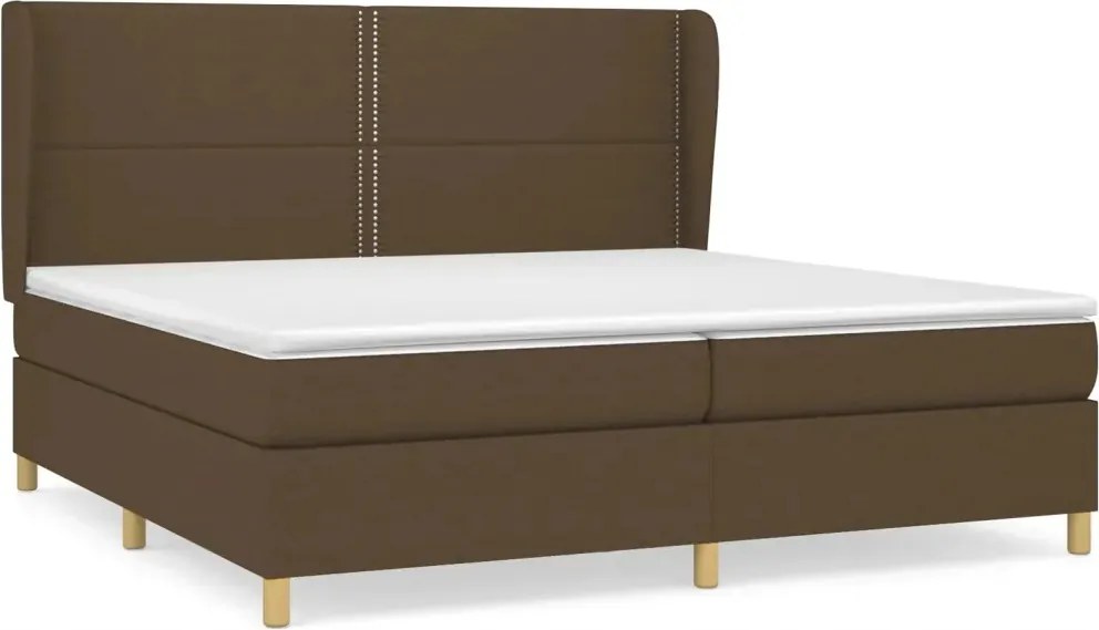 vidaXL Kontinentálna posteľ s matracom, hnedá, tkanina, 200 x 200 cm