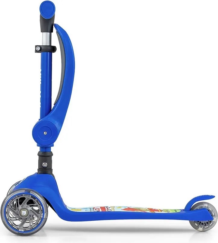 Trojkolesová balančná kolobežka-scooter so sedadlom FUZZY pre deti blue