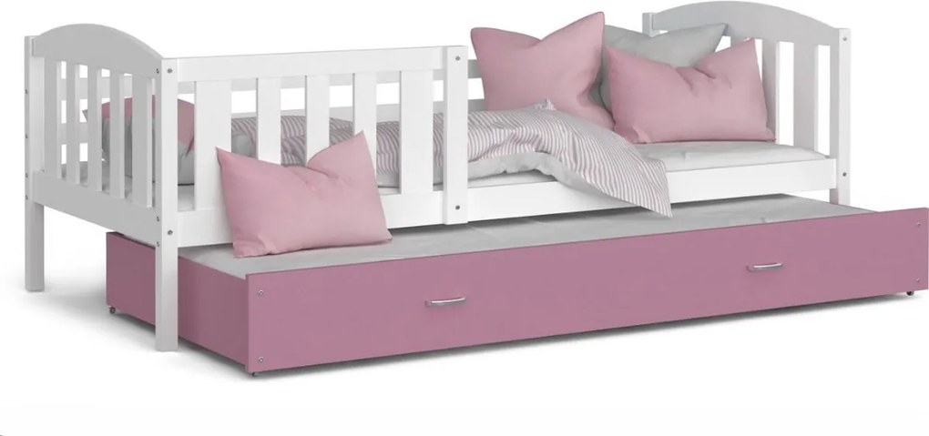 Expedo Detská posteľ KUBA P2 COLOR + matrac + rošt ZADARMO, 190x80 cm, biela/ružová