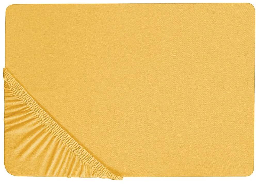 Bavlnená posteľná plachta 200 x 200 cm žltá JANBU Beliani