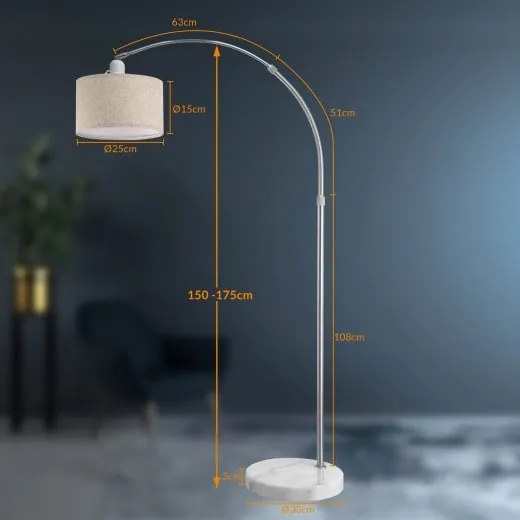 InternetovaZahrada Dizajnová oblúková lampa - nastaviteľná 150-175cm