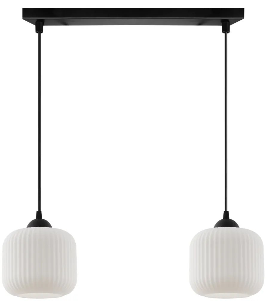 Závesné svietidlo Riffle, 2x biele sklenené tienidlo, b