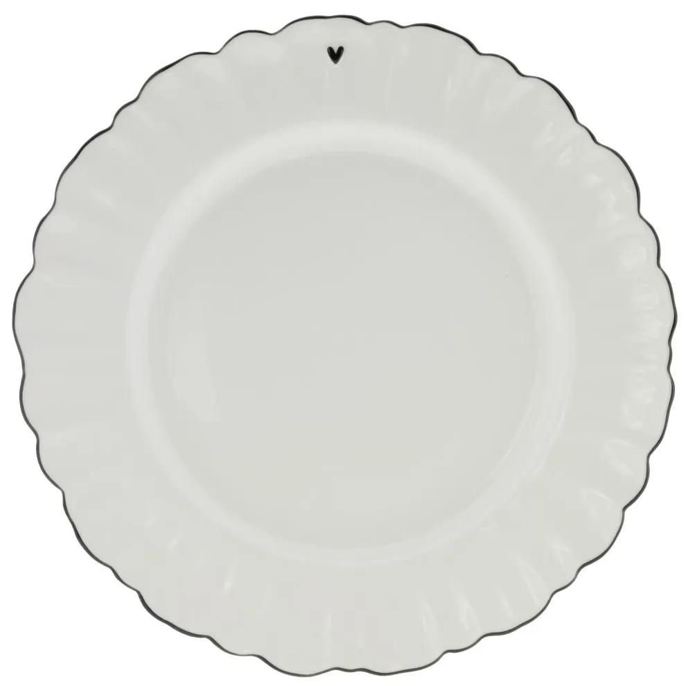 Dinner Plate Ruffle White/edge Black 27cm