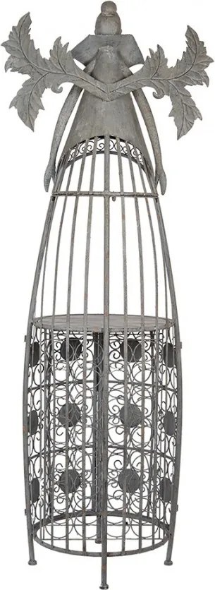 Šedá antik kovová polica na víno v tvare anjela Wine Rack Angel - 79*62*207 cm
