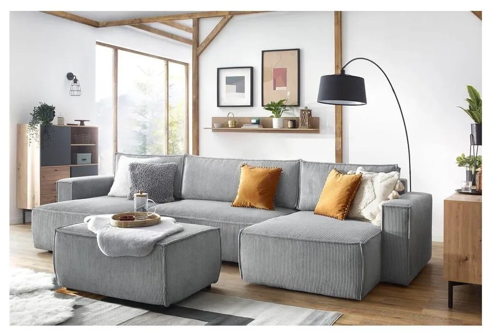 Svetlosivý menčestrový taburet Nihad – Bobochic Paris