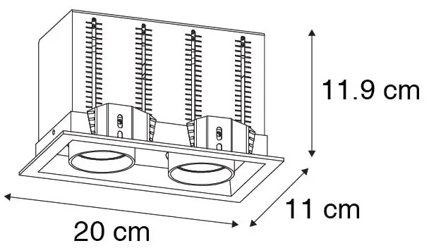 Moderné zapustené bodové svetlo čierne nastaviteľné 2-svetlo - Roof