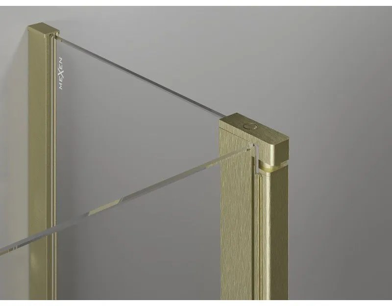 Mexen Mist L, päťuholníkový sprchový kút s krídlovými dverami, 90 x 80 cm, 8mm číre sklo, zlatý matný profil, 8A8L-090-080-55-00