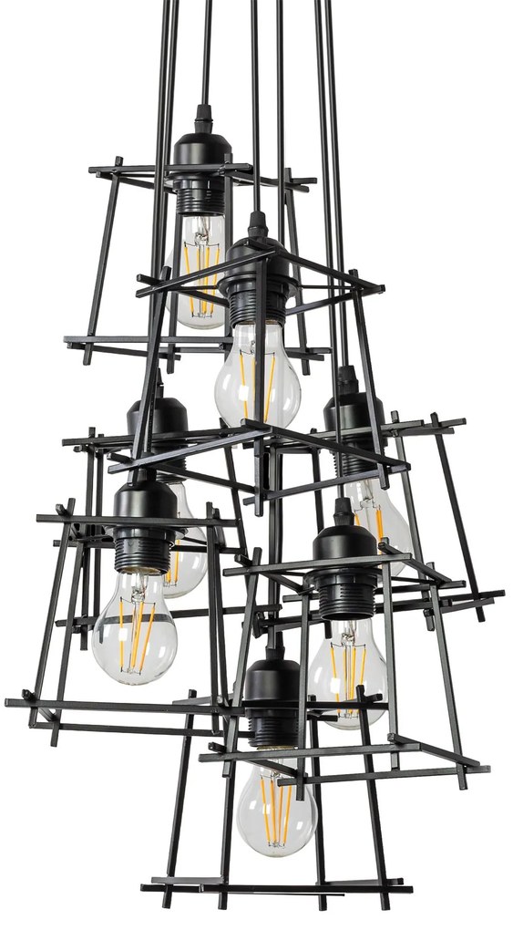 Toolight - Závesné stropné svietidlo 7xE27 APP221-7CP, čierna, OSW-00409