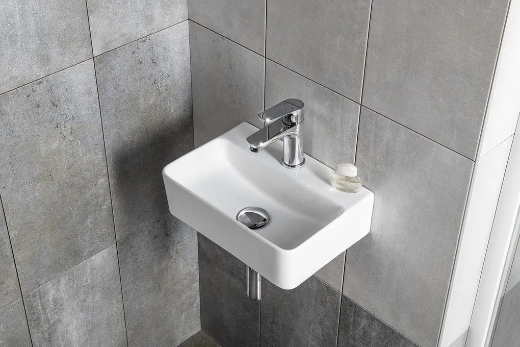 Sapho Sapho, PICCOLINO betónové umývadlo 30,8x17cm, batéria vpravo, ružová matná, PK30521