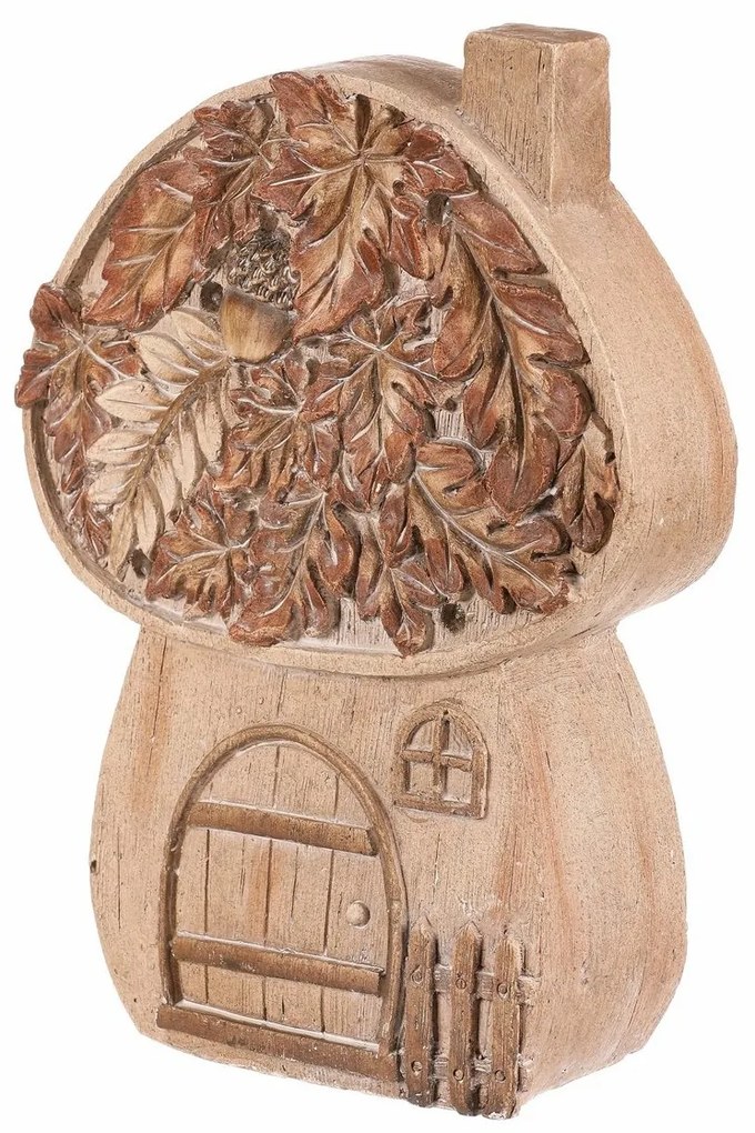Jesenná dekorácia Hríbový domček s osvetlením, 24 x 10 x 32 cm, magnézium, imitácia dreva