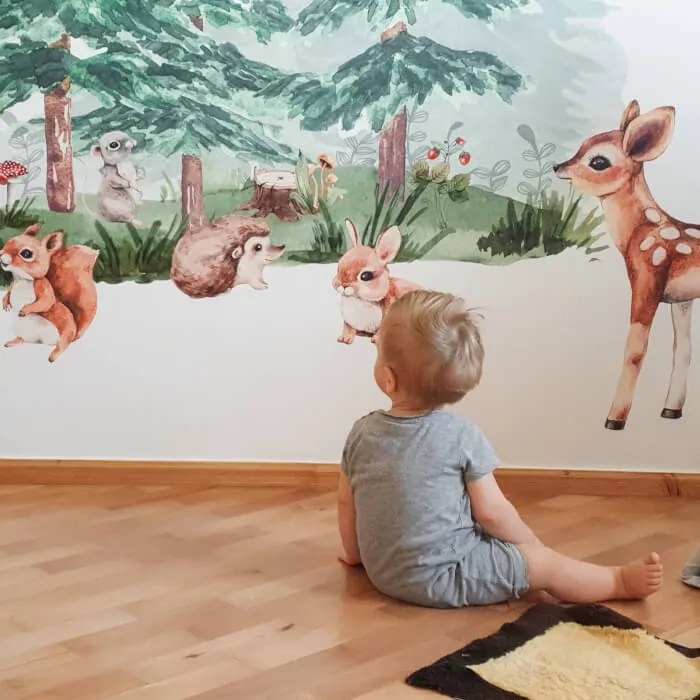 Les plný zvieratiek - samolepky na stenu pre deti