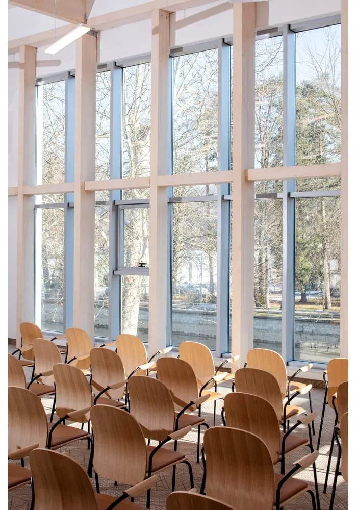 Koňakovohnedé/v prírodnej farbe jedálenské stoličky v súprave s podrúčkami/stohovateľné 2 ks v dekore orecha Book – Gazzda