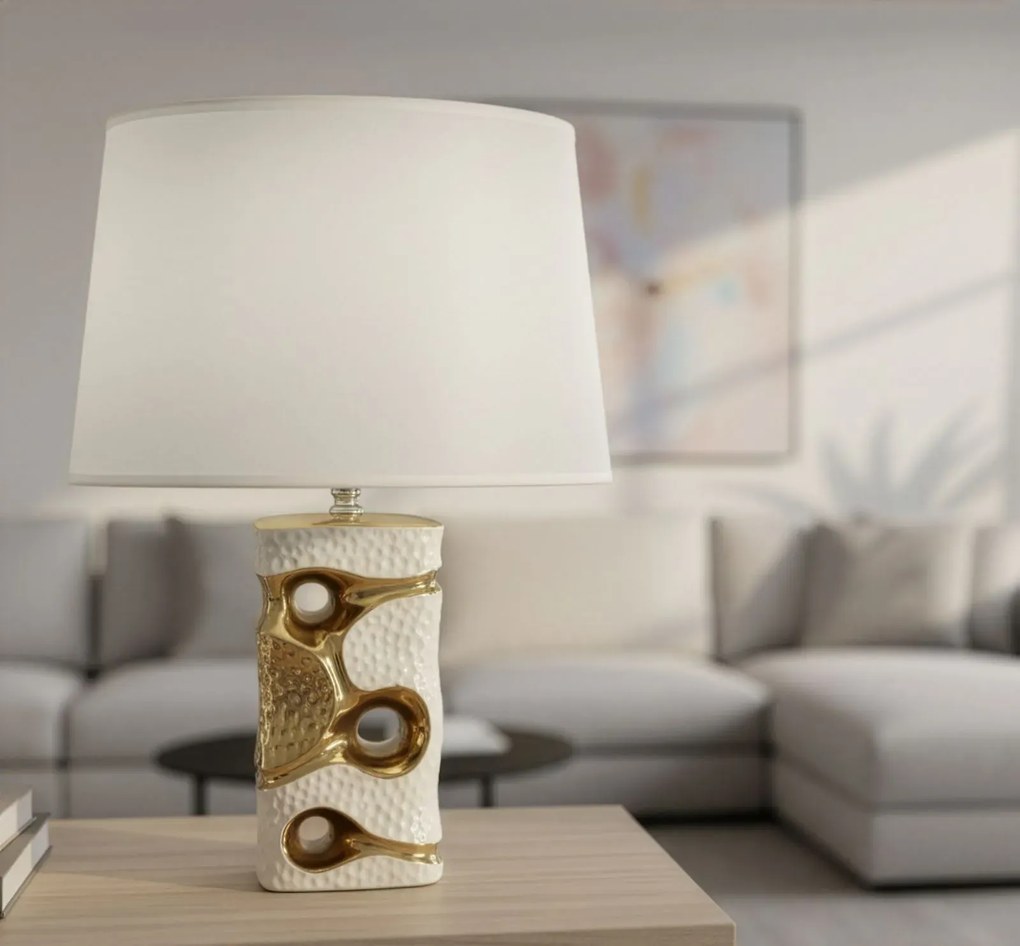 Stolná lampa Florida 43,5 cm bielo-zlatá
